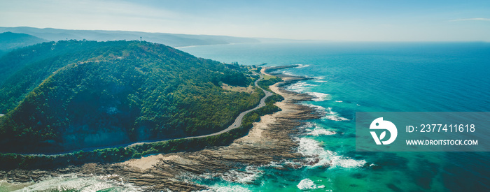 Great Ocean Road winding along beautiful coastline in Victoria, Australia