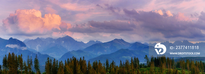 Fantastic sunset in the mountains of Ukraine