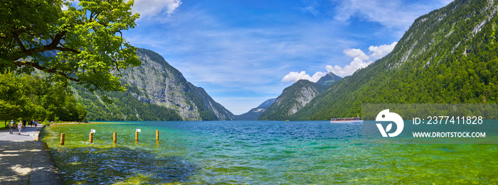 Bavarian impressions at Koenigssee, Germany. At a boat dock.