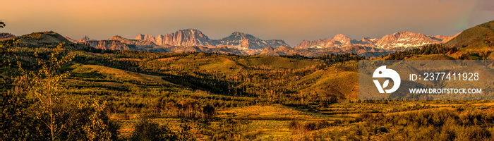 Wind River Range Panorama, Sublette County Wyoming golden hour