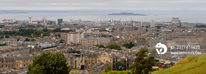 Aerial view of the Edinburgh, Scotland. Old Town and New Town are a UNESCO World Heritage Site