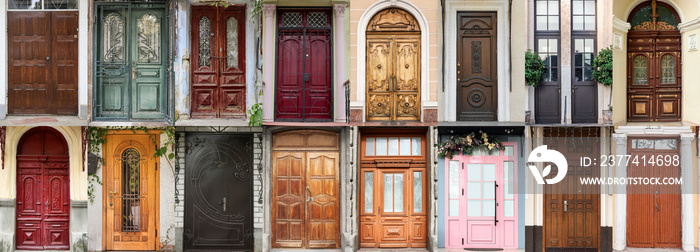 Collage with many different entrance doors