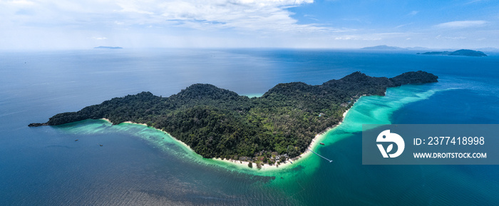 Aerial view of Koh Kradan island in Trang, Thailand