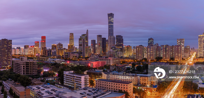 北京国贸CBD中央商务区夜景风光