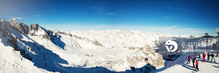 panoramic view of Passo del Tonale ski resort in Italy Alps