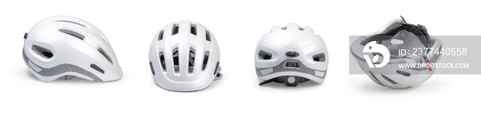 Bicycle helmet In various ways. On a white background.