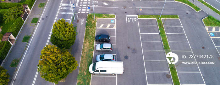 Parking lot, aerial drone photography