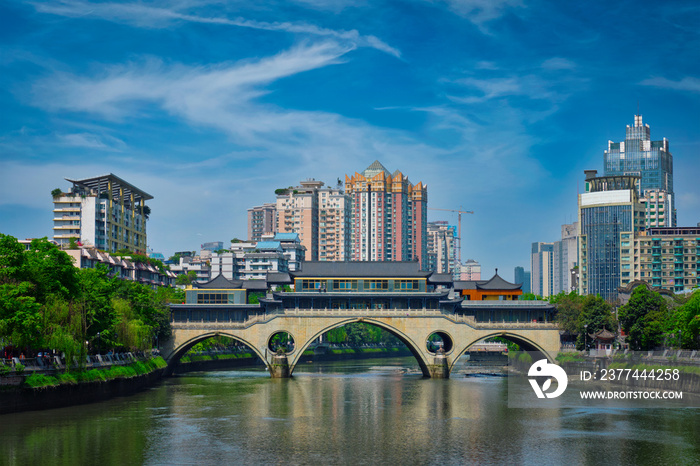 Anshun bridge at day. Chengdu, China