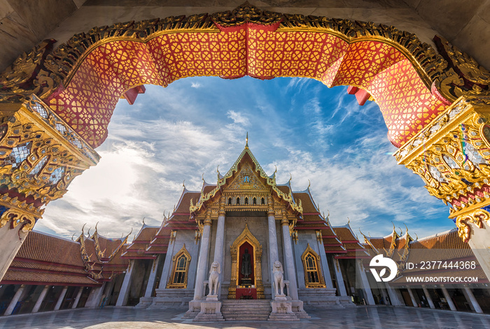 The Marble Temple, Wat Benchamabopitr Dusitvanaram Bangkok Thailand with Sunrise