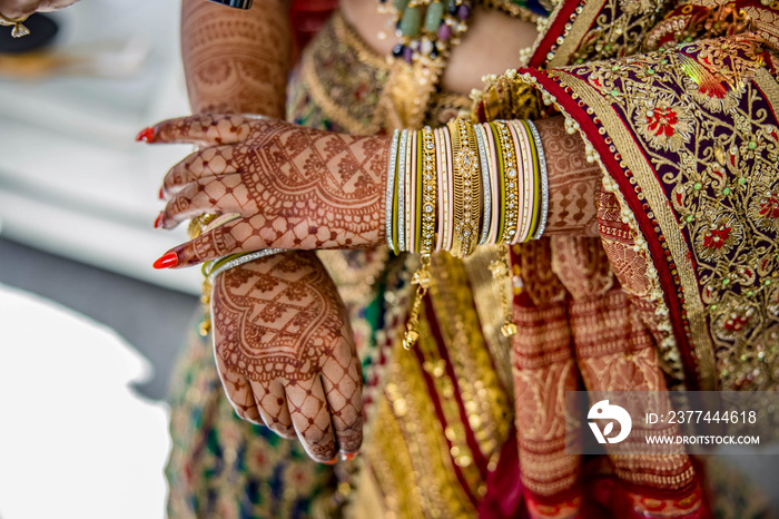 Indian bride’s wedding henna mehendi mehndi hands close up