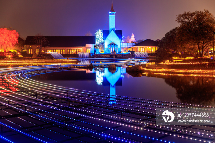 Nabana no Sato garden winter illumination at night, Nagoya