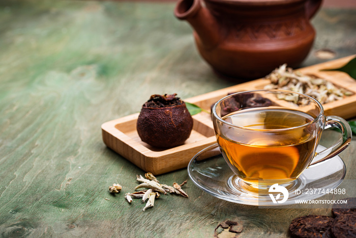 Different pressed Chinese pu-erh tea