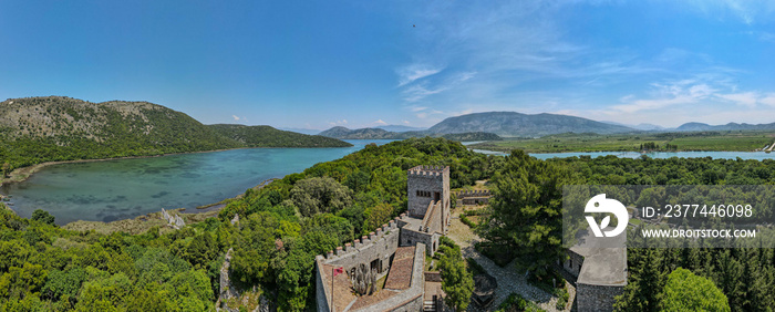 Drone view at the roman archaeological site of Butrinto in Albania