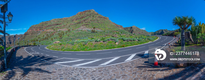 Tunnel on a road passing Barranco de Arure at La Gomera, Canary Islands, Spain.