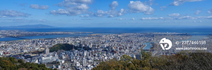 眉山展望台から見下ろす徳島市街のパノラマ情景＠徳島