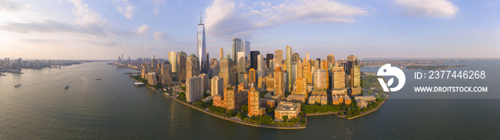 New York City NYC Manhattan Downtown Skyline and One World Trade Center Building panorama, New York City, USA.