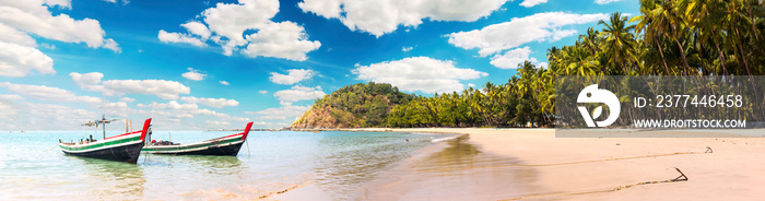 Ngapali Beach panorama in Myanmar