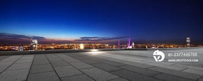 empty floor with modern cityscape in new york