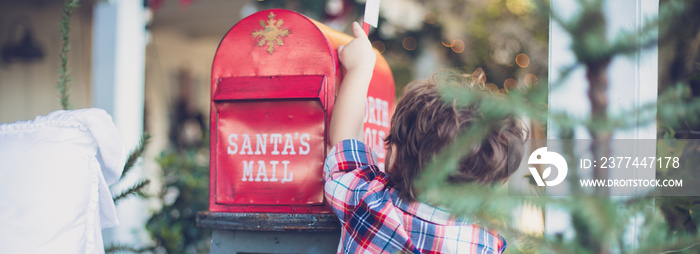 red and white mailbox letters to santa stock photo