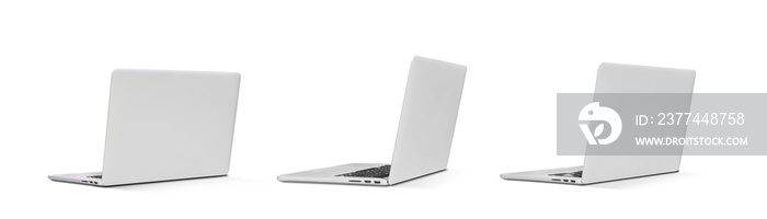 Back view Of the latest laptop Designed to be slim modren , isolated on white background