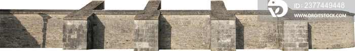 Isolated PNG cutout of a fortified medieval building on a transparent background, ideal for photobashing, matte-painting, concept art