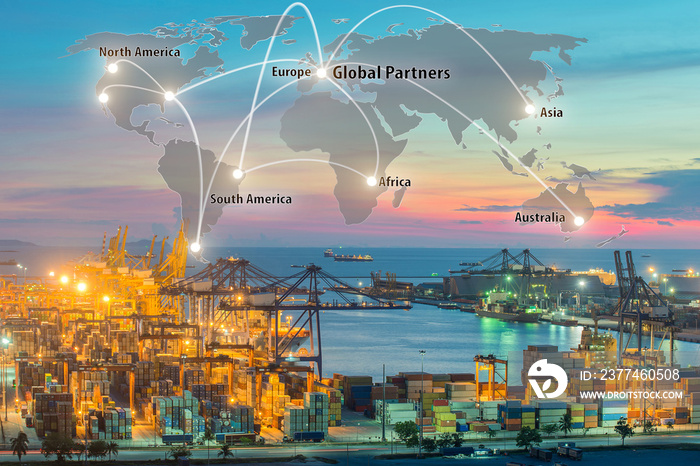 Map global logistics partnership connection of Container Cargo