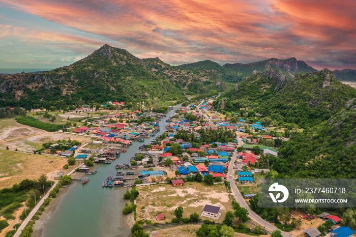 Bang Pu fishing Village in Sam Roi Yot national park, Prachuap Khiri Khan, Thailand