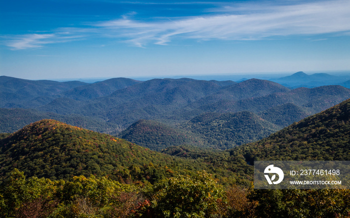 View of the Blue Ridge Mountains from the Brasstown Bald in Georgia