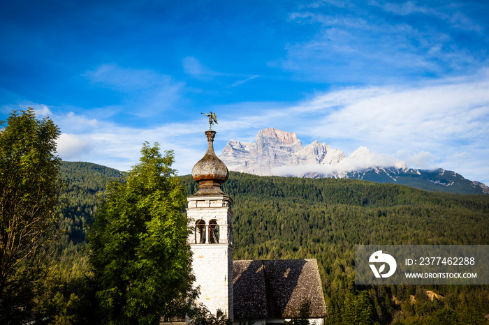 An old church near Cortina D’Ampezzo, center of winter sports in Italy