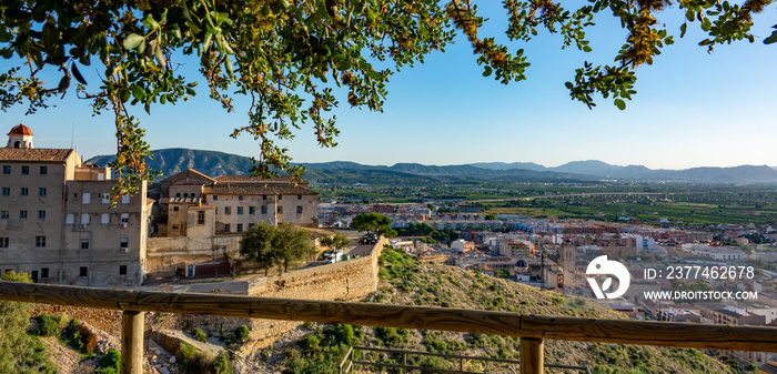 View to the mountains and the center of Orihuela, Spain