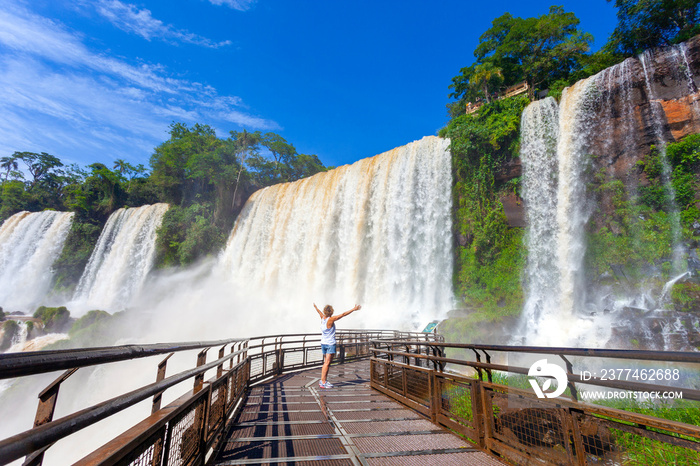 Iguazú falls in Argentina bordering Brazil