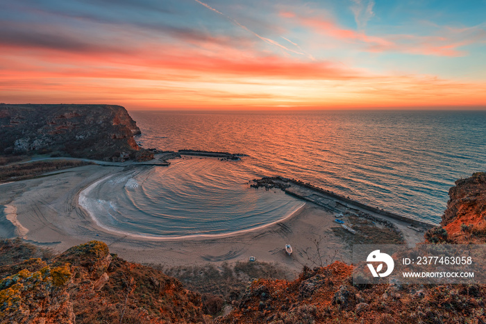 Magnificent winter sunrise at Bolata Bay, Varna province, Bulgaria