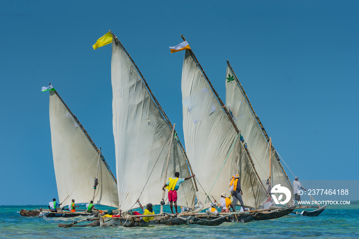 Fisherman during a race on the beach in Diani Mombasa. This event happens once a year