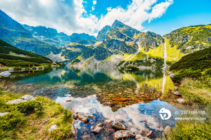 Tatra National Park in Poland. Tatra mountains panorama,  Hiking in Gasienicowa valley (Hala Gasienicowa) to Czarny Staw Gąsienicowy near Kasprowy Wierch