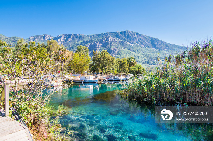 Azmak River view in Akyaka Village of Turkey