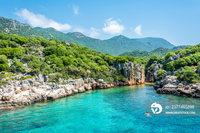 Beautiful Turqouse Bay in Kas Town of Turkey