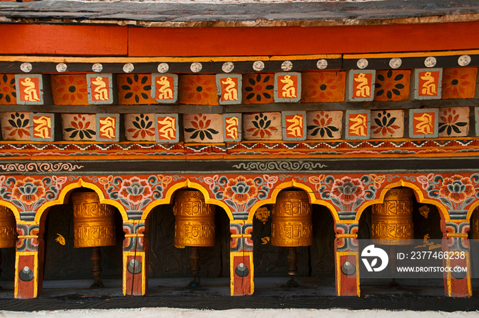 Prayer wheels, Thimpu, Bhutan