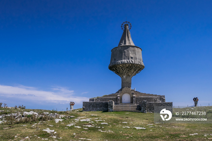 Monument of the Virgin of Orduña on the summit of peak Txarlazo, near Orduña, Basque Country, Spain