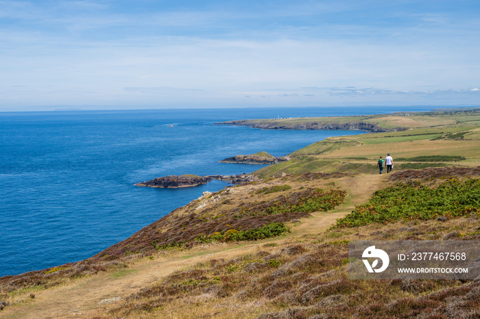 Walking on the Welsh Coast Path around Aberdaron on the Llyn Peninsula in North Wales