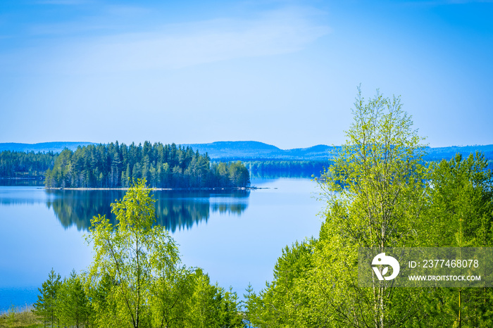 Early summer lake view from Sotkamo, Finland.