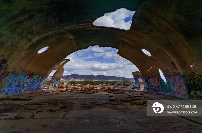 Abandoned Building with Graffiti - Casa Grande Domes