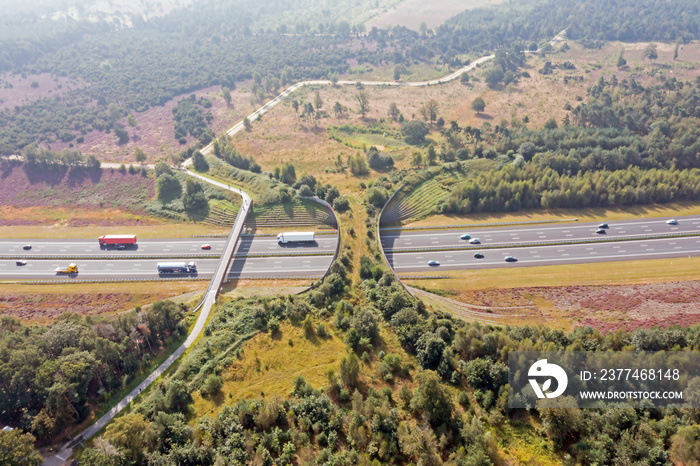 Aerial from ecoduct De Borkeld in Rijssen the Netherlands