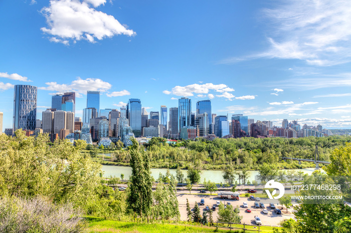 Calgary Downtown Skyline in Summer