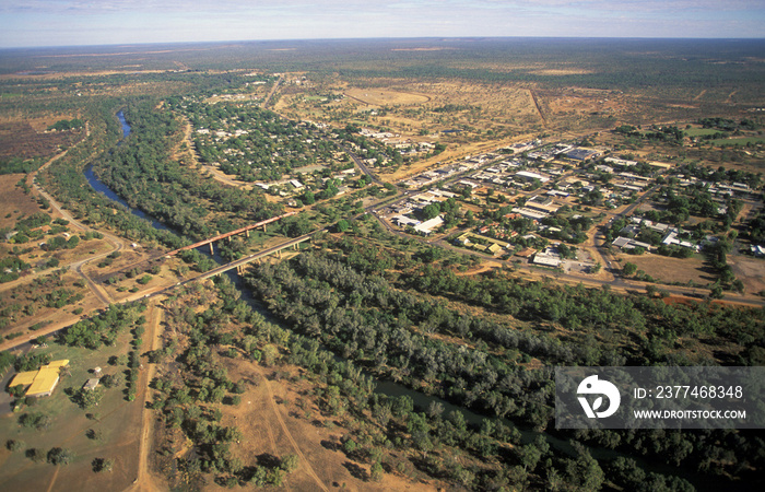 The Katherine river and the town of Katherine in the Northern Territory, Australia.