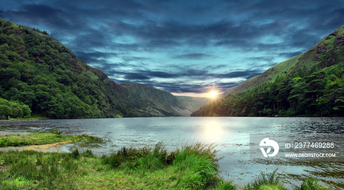 Glendalough Upper lake, Glenealo valley, Wicklow way, County Wicklow, Ireland