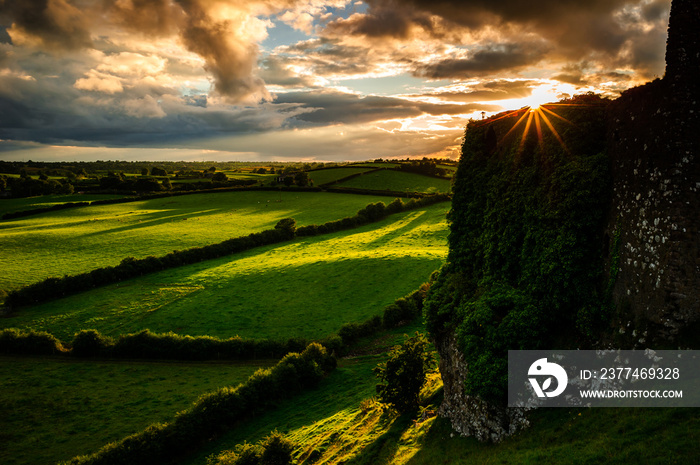 The Big Race: Wind and Sun bet tonight and launched an uncommon race between Clouds and Shadows ... who won? taken at Roche Castle, near Dundalk, County Louth, Ireland