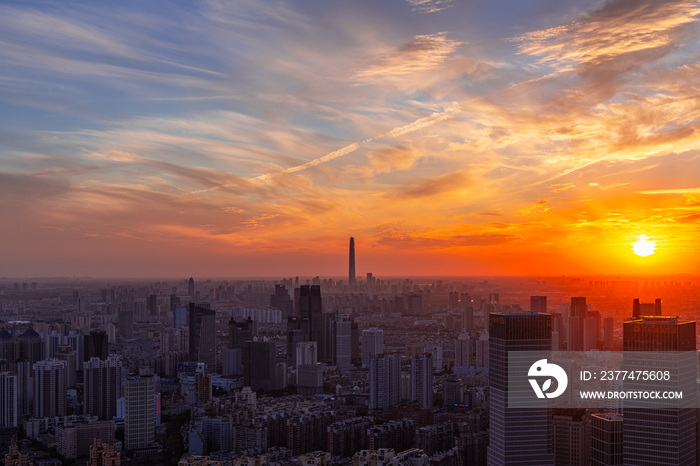 天津城市夕阳风光