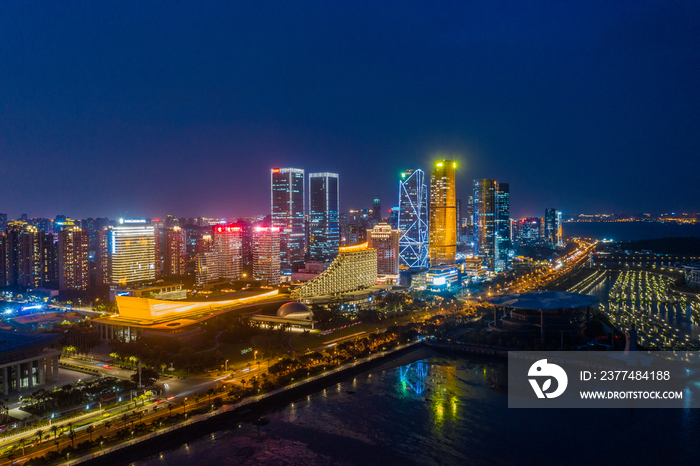 鸟瞰厦门城市夜景