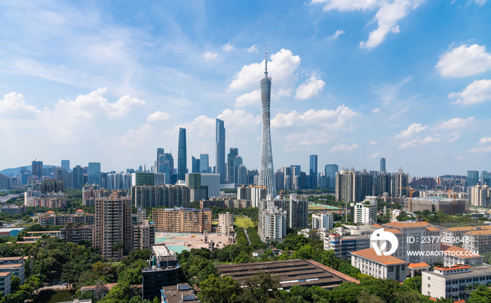 鸟瞰广州城市全景