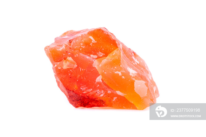 Macro mineral stone Carnelian on white background